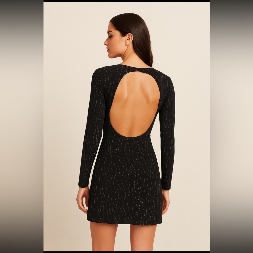 Express Chic Black Open-Back Dress